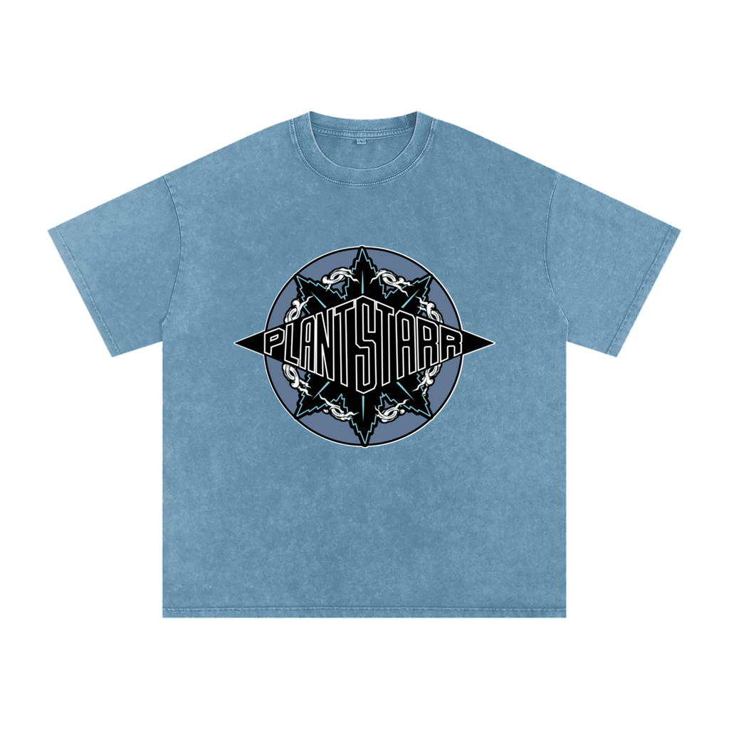 ILTP - PLANTSTARR (SKY BLUE LOGO) Heavyweight Vintage Washed Frayed T-Shirt