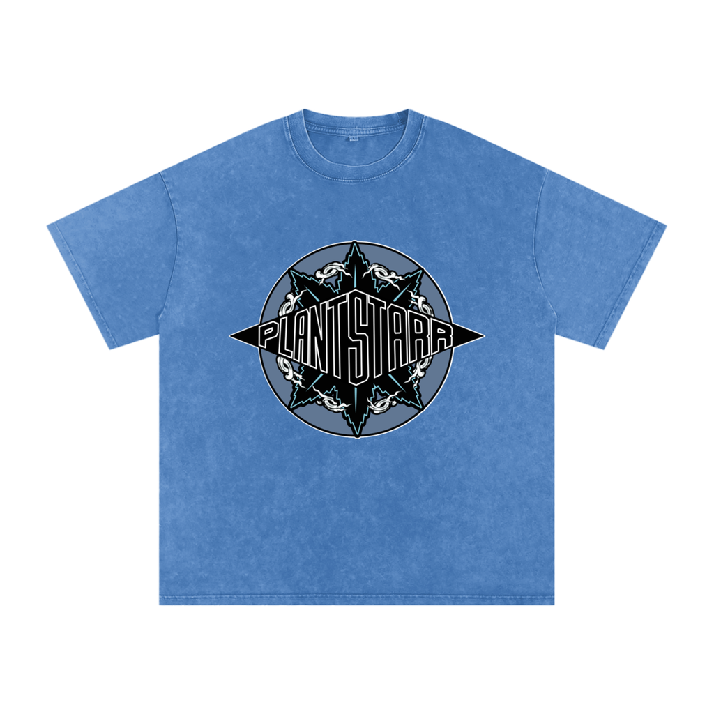 ILTP - PLANTSTARR (SKY BLUE LOGO) Heavyweight Vintage Washed Frayed T-Shirt